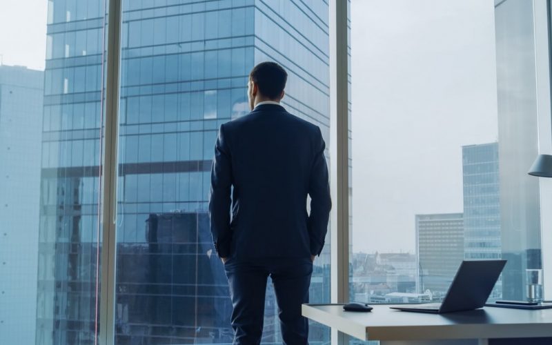 Vue d'un homme d'affaires sur un holding